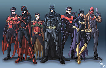 Bat Family , superheroes, batman, batwoman, batgirl, robin, red-hood, nightwing, red-robin, deviantart HD wallpaper
