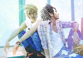 clozax, pose, model, blond, alternate clothes, black hair, final fantasy7, crisis core, jeans, casual, cloud strife, zack fair, duo, male HD wallpaper