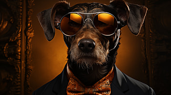 Dapper Dog in Tuxedo and Sunglasses, dog, tuxedo, sunglasses HD wallpaper