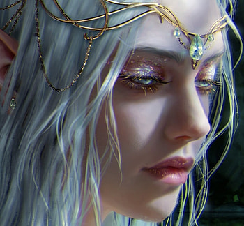 Lady Elluna, gorgeous, face, elf, princess, frumusete, helena cnockaert, girl, jewel, superb, fantasy, luminos HD wallpaper