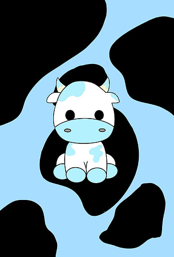Blue Cow Print, cute HD phone wallpaper