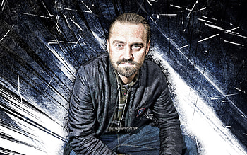 Jokeren, grunge art, danish rapper, The Joker rapper, music stars, Jesper Dahl, blue abstract rays, danish celebrity, Jokeren HD wallpaper