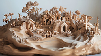 Exquisite Nativity Scene in Stunning Ultra, religious, wood carving, sculpture HD wallpaper