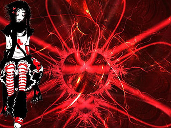 RedGoth, goth, girl, anime, red HD wallpaper
