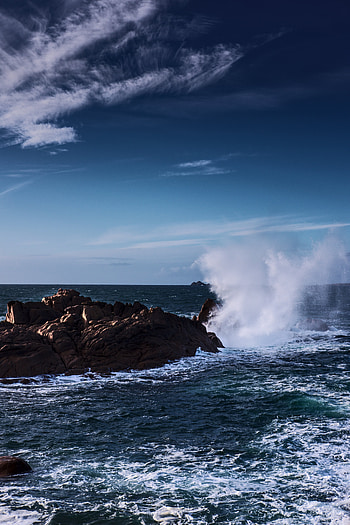 Nature, Water, Sea, Waves, Rocks, Spray HD phone wallpaper
