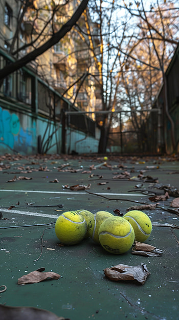 Abandoned Tennis Balls on Court, tennis ball, abandoned HD phone wallpaper
