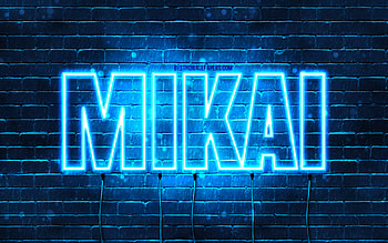 Happy Birtay Mikai, , blue neon lights, Mikai name, creative, Mikai Happy Birtay, Mikai Birtay, popular japanese male names, with Mikai name, Mikai HD wallpaper