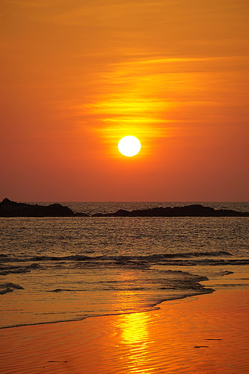 Nature, Sunset, Sea, Twilight, Waves, Beach, Dusk HD phone wallpaper
