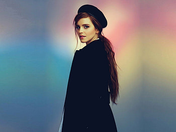 ema watson, coat, black, actress, hat HD wallpaper