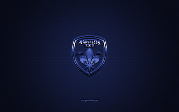 Wakefield Trinity, English rugby club, blue logo, blue carbon fiber background, Super League, rugby, West Yorkshire, England, Wakefield Trinity logo HD wallpaper