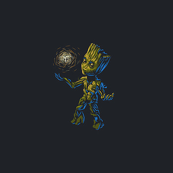 Baby Groot, play, art HD phone wallpaper