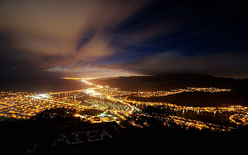 Cities, Sky, Night, City, Lights, View From Above HD wallpaper
