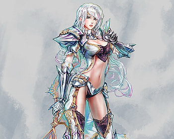 silver warrior, sexy, white hair, silver, bow, beauty, armor HD wallpaper