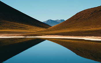 Atacama Desert, Chile, sand, hills, reflection, sky, water, lake HD wallpaper