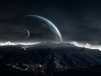 Universe, Fire, Surface, Fall, Planet, Wreckage, Detritus HD wallpaper
