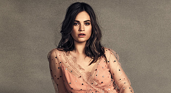 Lily James, actress, pink dress HD wallpaper