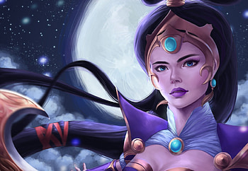 Moon Goddess Diana, art, girl, woman, purple, pink, moon, fantasy, meiyue, luna HD wallpaper