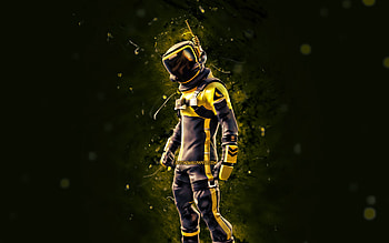 Yellow Toxic Trooper, , yellow neon lights, Fortnite Battle Royale, Fortnite characters, Yellow Toxic Trooper Skin, Fortnite, Yellow Toxic Trooper Fortnite HD wallpaper