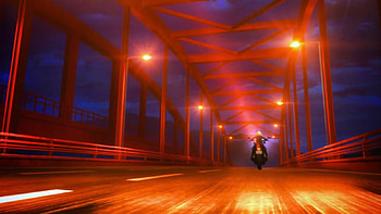 Night Rider, night, glowing, glow, riding, motorcycle, fate stay night, beauty, nice, bike, ride, road, female, sweet, scene, girl, beautiful, anime girl, saber, anime, flow, pretty, light, bridge, lovely HD wallpaper