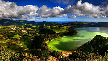Fotografie landscape, San Miguel Azores, Serene island, Portugal HD wallpaper