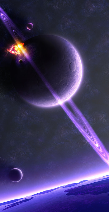Planet, Universe, Rings, Saturn, Meteorite HD phone wallpaper