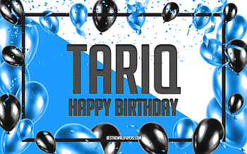 Happy Birtay Tariq, Birtay Balloons Background, Tariq, with names, Tariq Happy Birtay, Blue Balloons Birtay Background, Tariq Birtay HD wallpaper