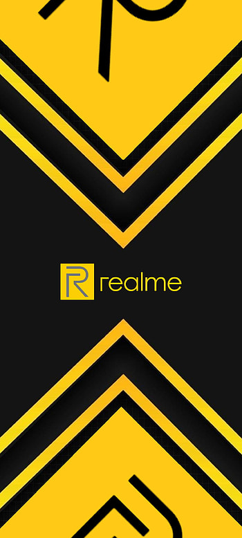 Realme logo, fondo, pantalla, amarillo HD phone wallpaper