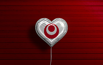 I Love Okinawa, , realistic balloons, red wooden background, Day of Okinawa, japaenese prefectures, flag of Okinawa, Japan, balloon with flag, Prefectures of Japan, Okinawa flag, Okinawa HD wallpaper