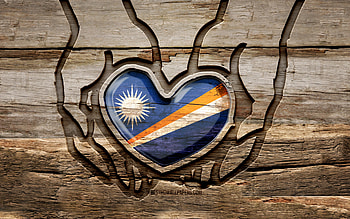 I love Marshall Islands, , wooden carving hands, Day of Marshall Islands, Marshall Islands flag, Flag of Marshall Islands, Take care Marshall Islands, creative, Marshall Islands flag in hand, wood carving, Oceanian countries, Marshall Islands HD wallpaper