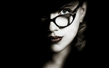 sexy glasses, white, black, model, graphy, pretty, actress HD wallpaper