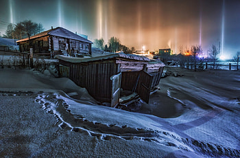 Winter Night, Nature, Winter, Night, snow, sky HD wallpaper