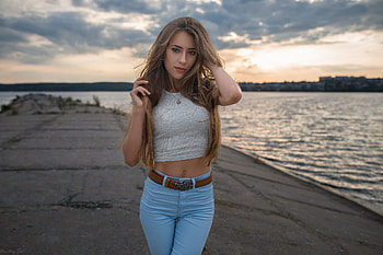 Pretty, model, lady, water HD wallpaper