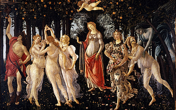 Spring by Botticelli, art, spring, painting, pictura, botticelli, girl, allegory HD wallpaper