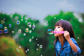 Child Girl Blowing Bubbles thumb HD wallpaper