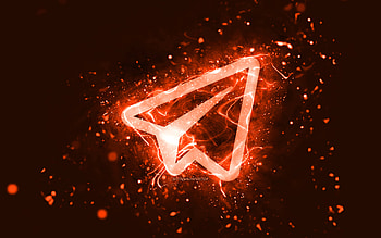 Telegram orange logo, , orange neon lights, creative, orange abstract background, Telegram logo, social network, Telegram HD wallpaper