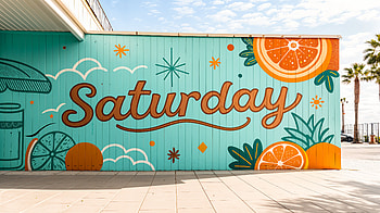 Vibrant Saturday: A Ultra Celebration, saturday, mural, typography, orange (Color) HD wallpaper