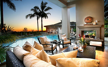 Architecture, Palms, Interior HD wallpaper