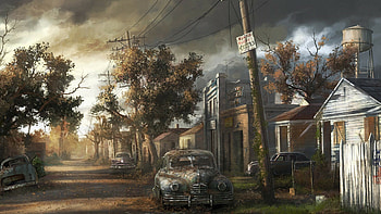 Post-apocalyptic artwork, Artistic , backgrounds, Dystopian landscapes HD wallpaper