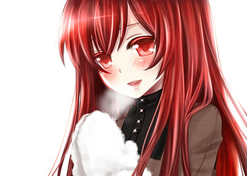 prixiv ib, red eyes, blush, red hair, long hair HD wallpaper
