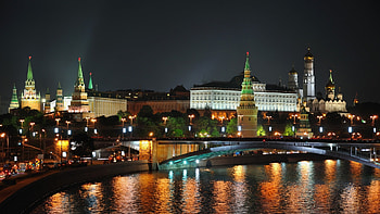 Preview city , moscow, night, lights, bridge, reflection HD wallpaper