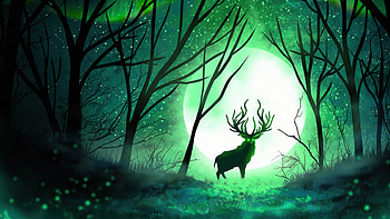 Forest Spirit , reindeer, forest, artist, artwork, digital-art, deviantart HD wallpaper