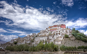 Cities, Building, Mountain, India, Tiksi, Monastery HD wallpaper