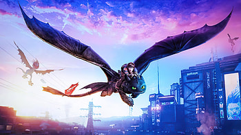 Toothless: Neon Sky | Night Fury Skyline — | Dragon Riders, How to Train Your Dragon HD wallpaper