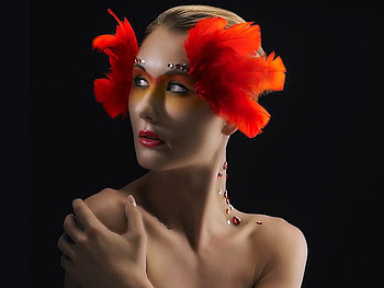 Embellishment, pose, model, red, people, woman, beauty, nice HD wallpaper