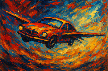 Flying Car Artwork – Dynamic and Vibrant, flying car, car, airplane, Abstract, painting HD wallpaper