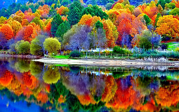 Autumn lake, Scenery HD wallpaper