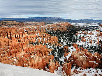 Spikes, sky, canyon, snow, rock HD wallpaper