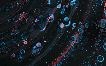dark 3D waves, , bubbles patterns, liquid art, creative, abstract backgrounds, liquid textures, background with waves, 3D waves, liquid patterns HD wallpaper