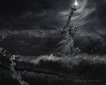 Fall From Grace, abstract, fantasy, art, statue HD wallpaper