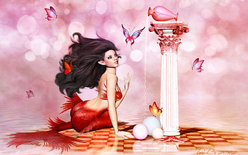 Lovely Mermaid, Pillar, pink, fantasy, magical, Mermaid, dreamy, lovely, siren HD wallpaper